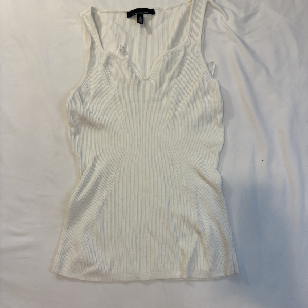 White House Black Market Cream Ribbed Tank Top